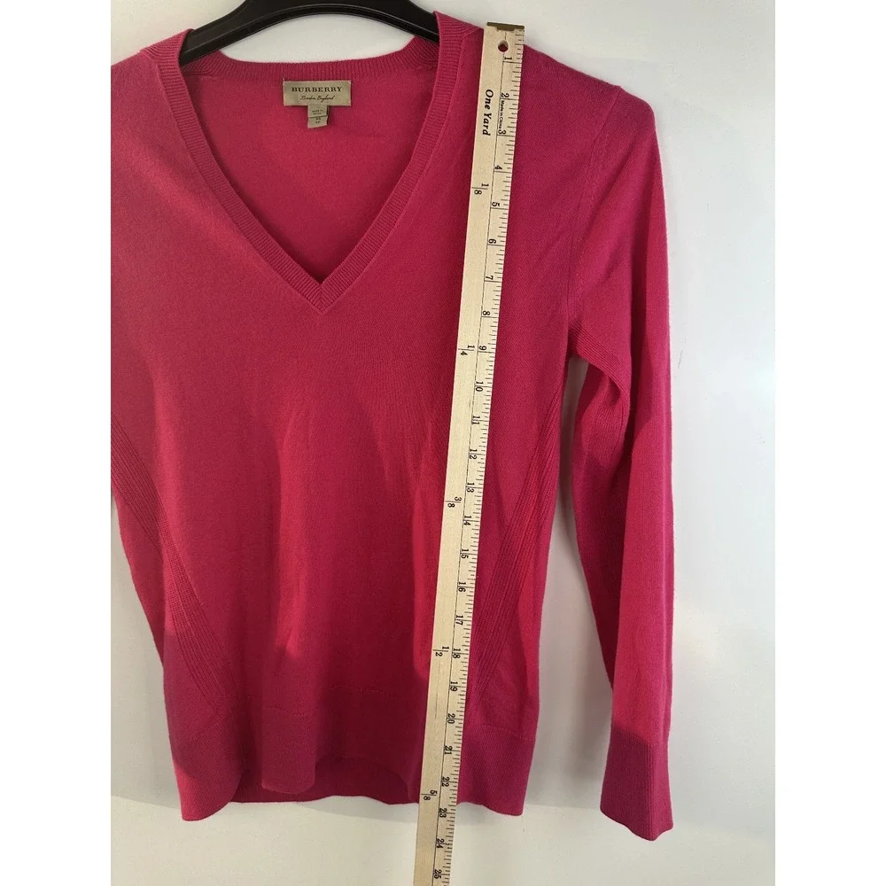 Burberry London Cashmere Sweater Pink Nova Check Elbow Patch XS Luxury Designer - Picture 10 of 16